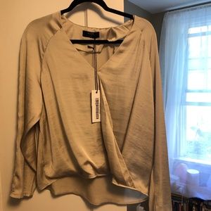 Brass Clothing Champagne Crossover Blouse L